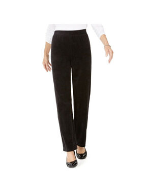 Karen Scott Petite Black Velour Elastic-Waist Pants NWT